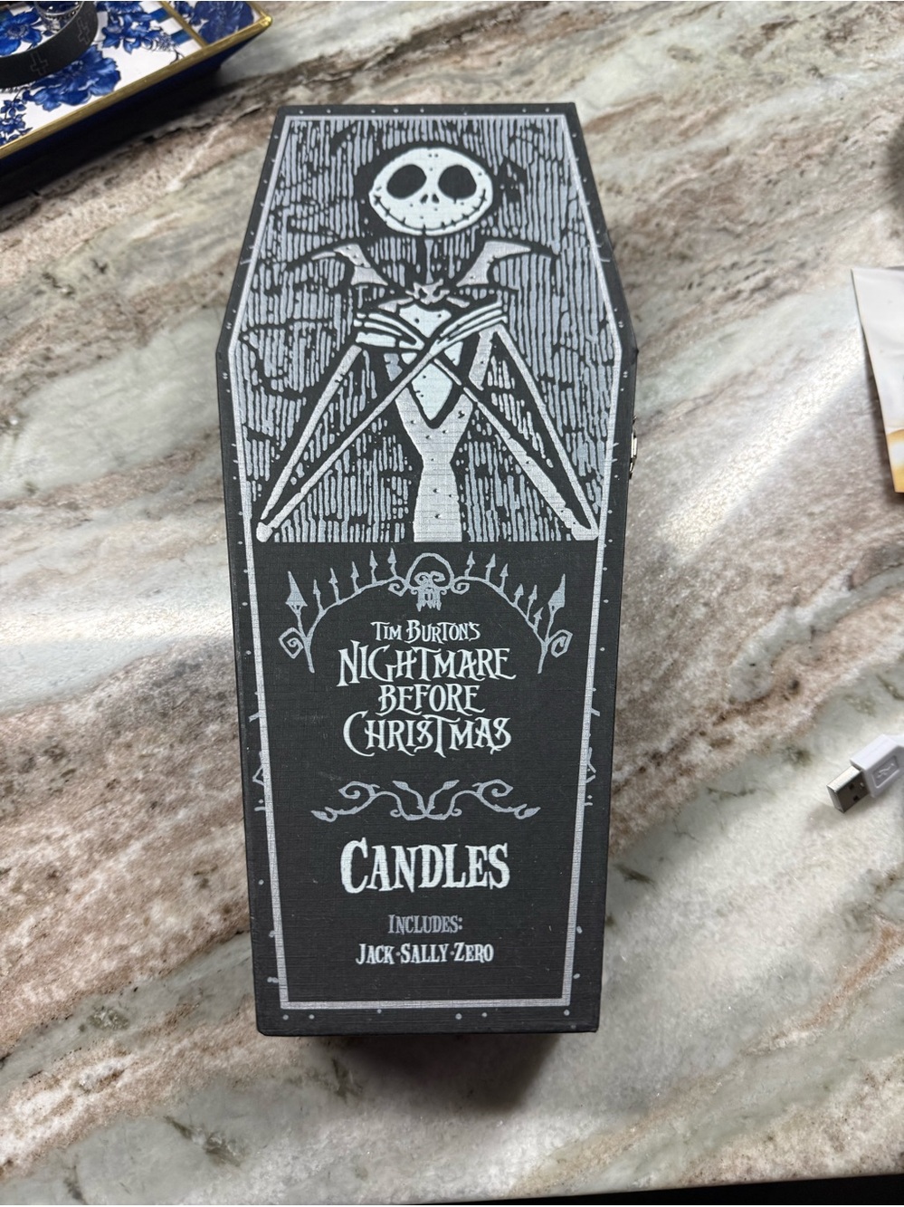 Disney Tim Burton Nightmare Before Christmas Black Coffin Candle Set